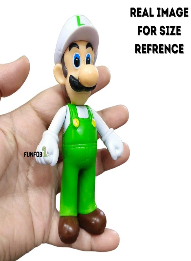FUNFOB Mario Toys Action Figures Height -11CM Collectible Gifting PVC Multicolour (Mario Green White) - Image 4